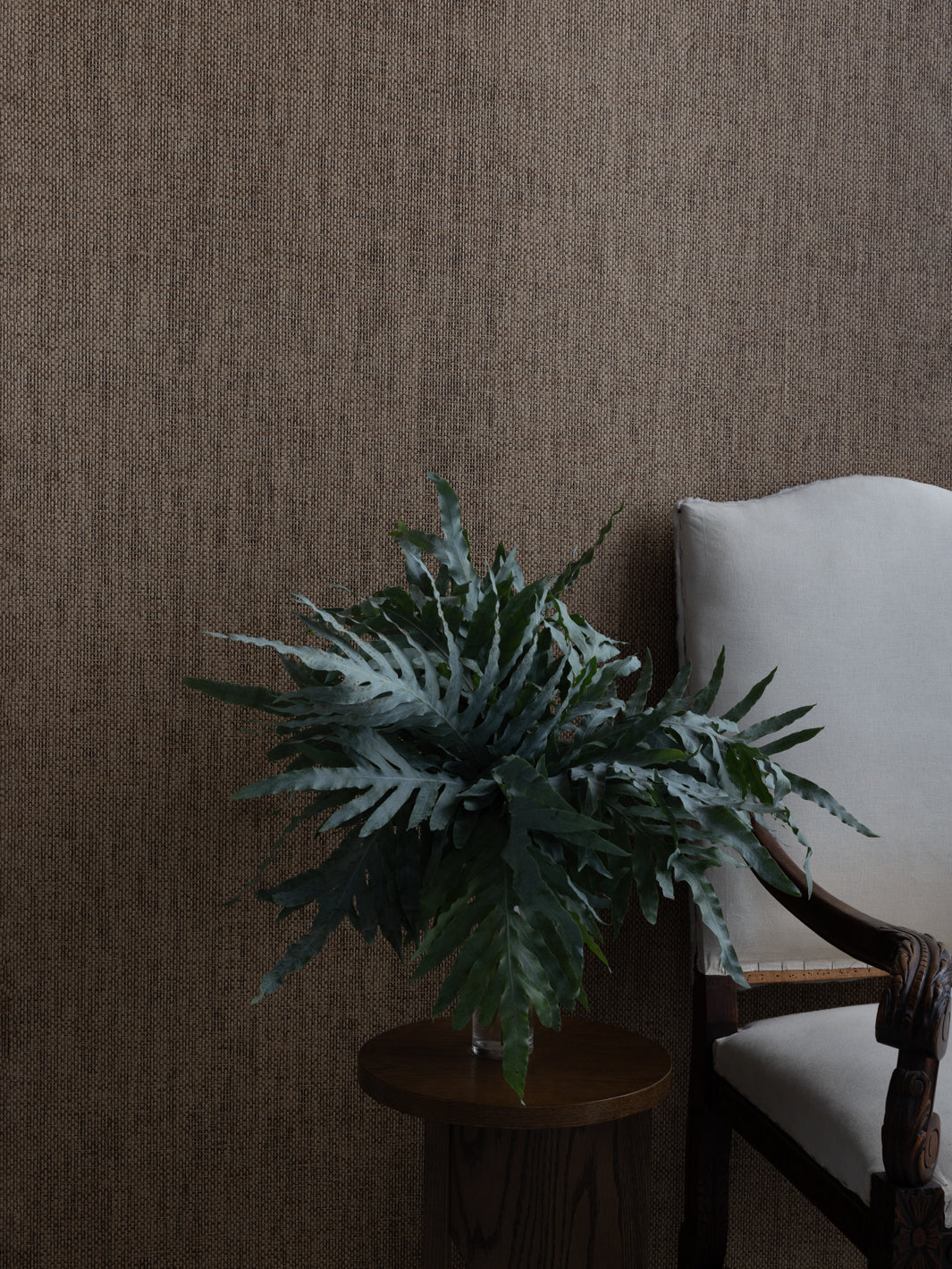 'Woven Textures' Grasscloth Wallpaper in Rattan - Black