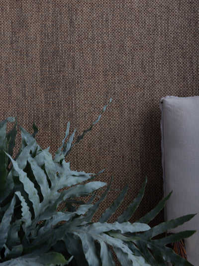 'Woven Textures' Grasscloth Wallpaper in Rattan - Black