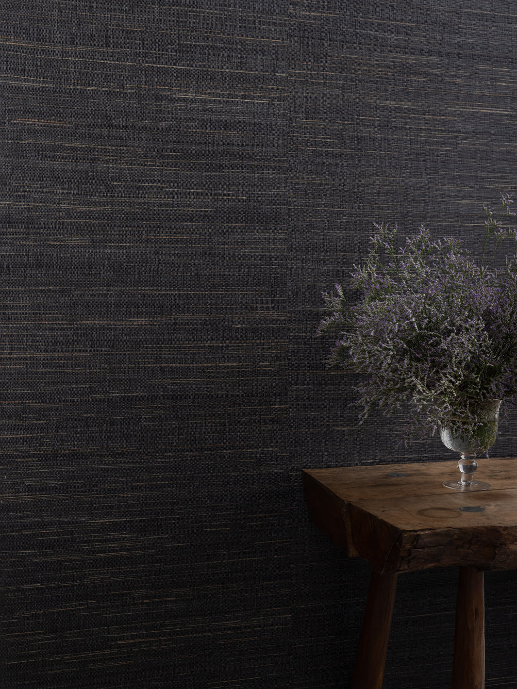 'Woven Two Tone' Grasscloth Wallpaper in Tar