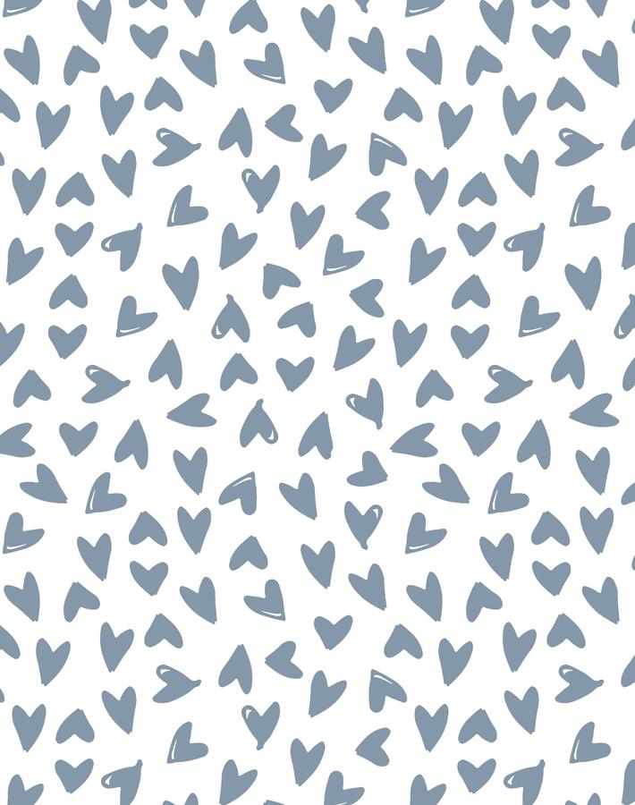 'Hearts' Wallpaper by Sugar Paper - French Blue On White – Wallshoppe