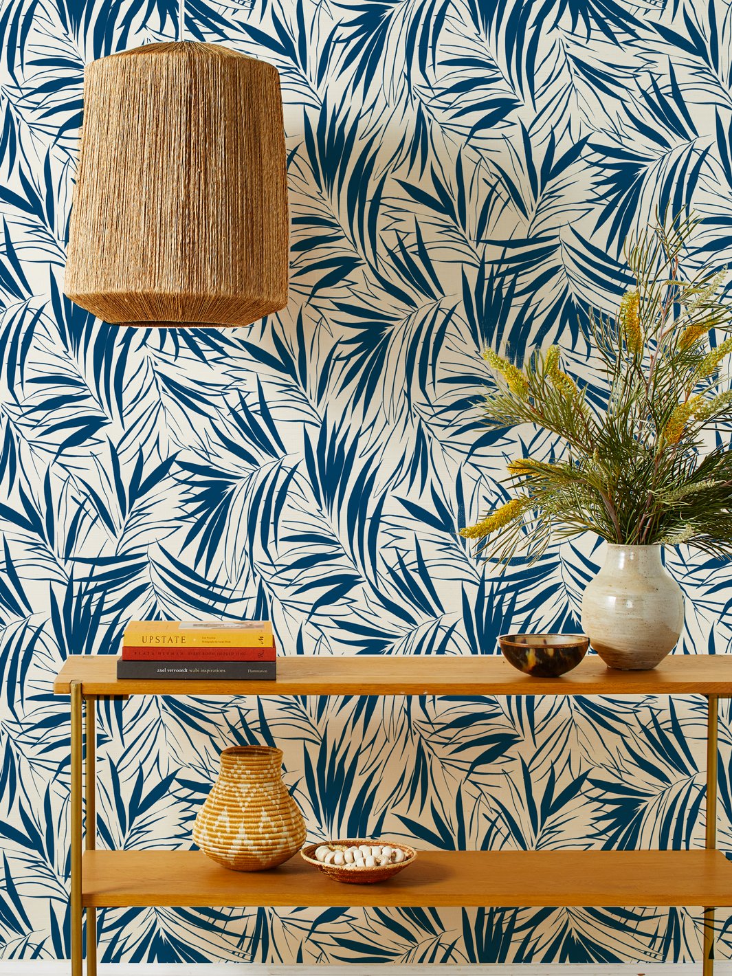 Painted Stripes Grasscloth Wallpaper by Nathan Turner  Navy