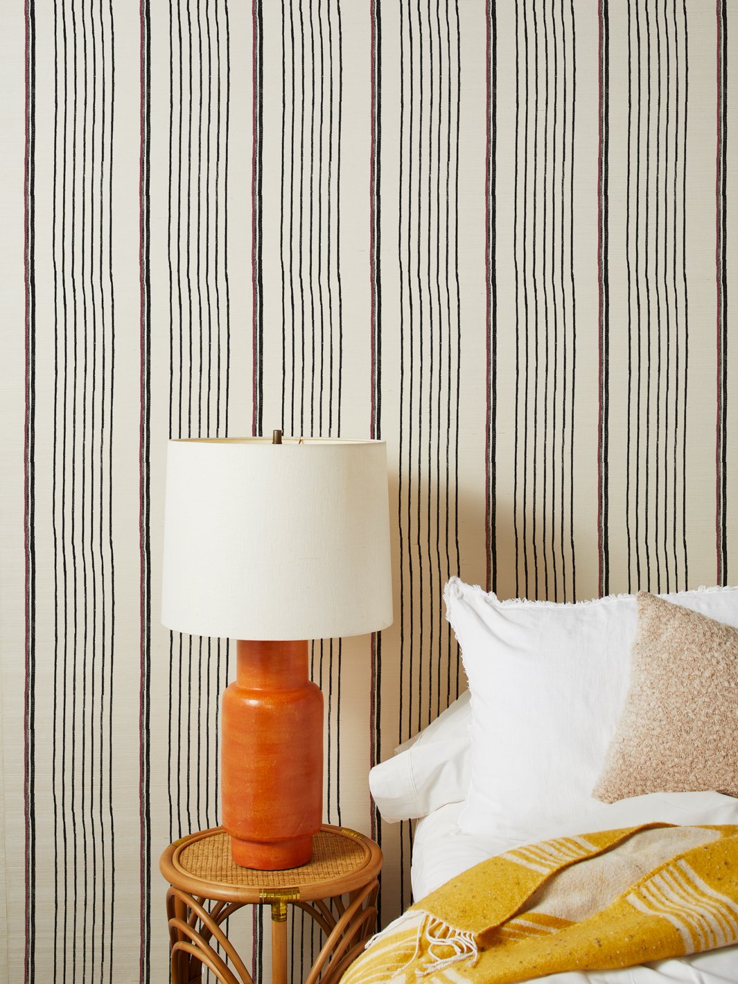 Two Tone Stripe Grasscloth Wallpaper by Nathan Turner  Creamsicle