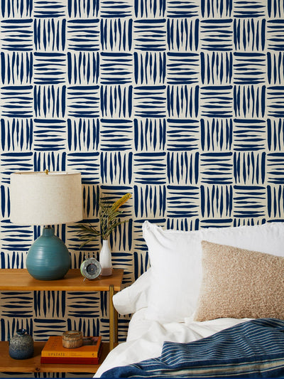 Seabrook Cyrus Faux Grasscloth Blue Wallpaper  DecoratorsBest