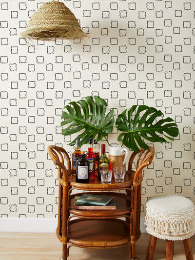 Painted Stripes Grasscloth Wallpaper by Nathan Turner  Black